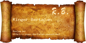 Ringer Bertalan névjegykártya